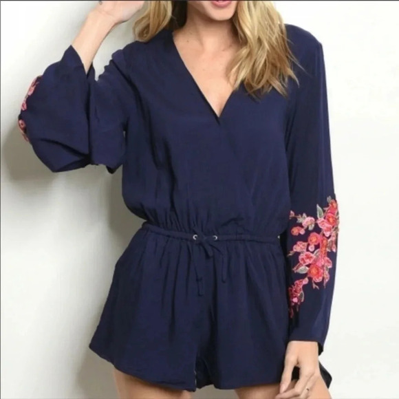 Pants - Surplice Navy Romper​​​